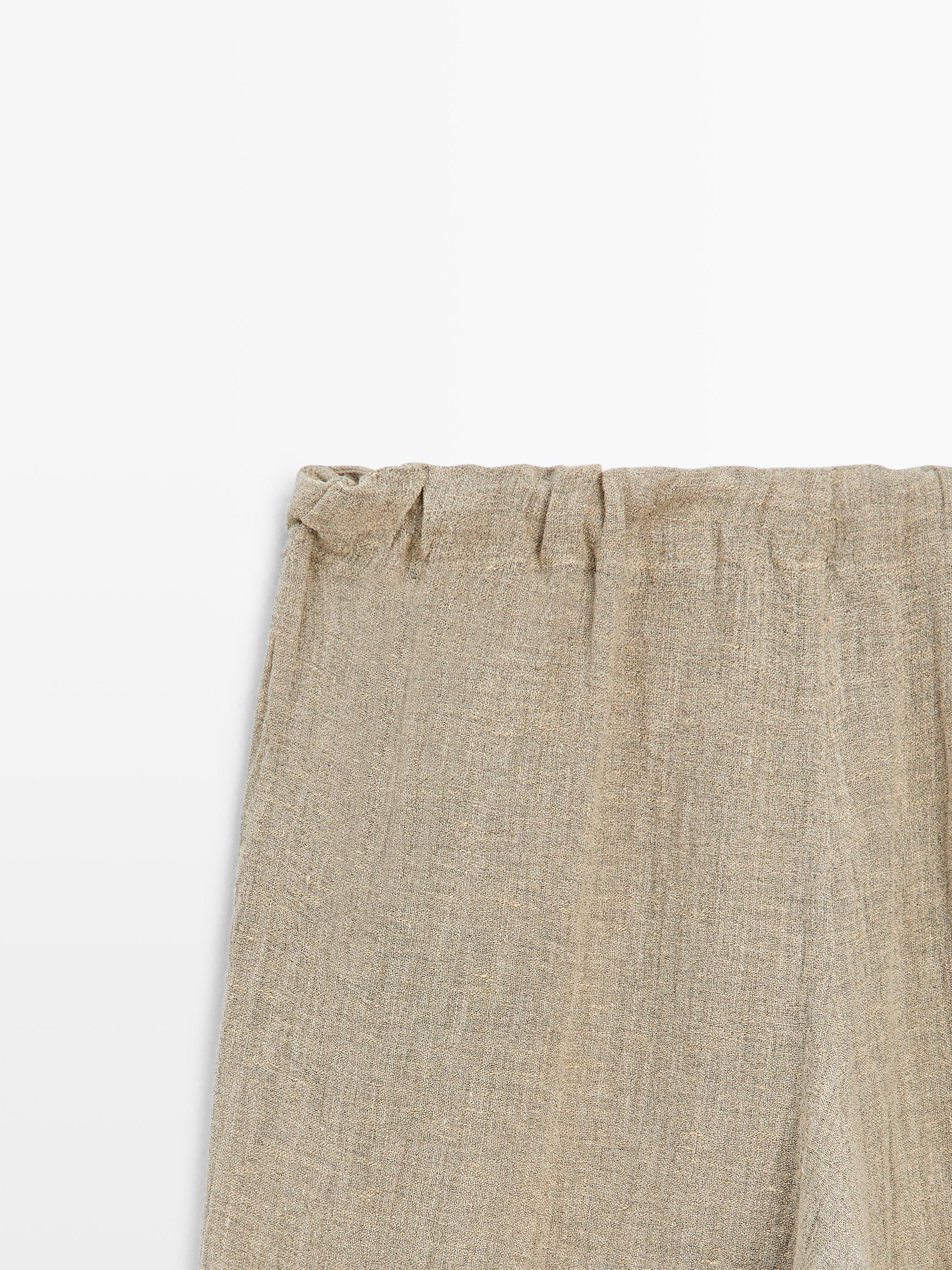 Pantalon bouffant en lin mélangé
